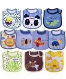Yafane Baby Bibs Waterproof 10 Pack | Soft Cotton Velcro Fastener for Boys & Toddlers | Blue - Buy Online on GoSupps.com