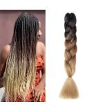 Gairyan Jumbo Braids Extensions - 100g Ombre Synthetic Braiding Hair (60cm) for Box Crochet - Afro Hair (Black Dark Brown & Light Brown) - Buy Online on GoSupps.com