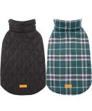 Kuoser Reversible Waterproof Dog Winter Coat - British Style Plaid, Warm & Cozy Jacket for Small Medium Large Dogs (Medium, Green) - Buy Online on GoSupps.com
