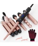 5-in-1 Curling Iron Set - LCD Digital Display Temp Control 3 Barrel & 4 Interchangeable Ceramic Wands for All Hair Types - Includes Glove & 2 Clips - Buy Online on GoSupps.com