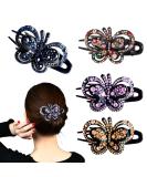 Yusier Butterfly Hair Clip Set 4 PCS Rhinestone Studded Flower Duckbill Ponytail Clips for Women - Buy Online on GoSupps.com