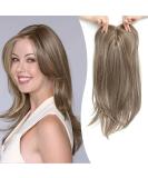 Ms Taj 18 Ash Light Brown Hair Topper - Long Layered Synthetic Clip-in Piece for Women | Add Volume and Style - Buy Online on GoSupps.com