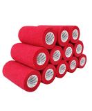 Self Adherent Cohesive Bandage - 4x5 Yards Red Athletic Tape | First Aid for Wrist & Ankle Sprains | 12 Rolls - Buy Online on GoSupps.com