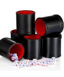 Skylety 6-Piece PU Leather Dice Cups Set with 30 Dices - Red Leatherette Felt Lining for Craps Farkle Game - Buy Online on GoSupps.com