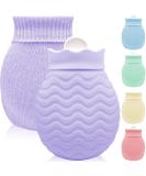 Small Hot Water Bottle with Cover - 320ml Mini Silicone Heat Pack for Pain Relief Warm & Cold Compress Ideal for Menstrual Cramps - Purple - Buy Online on GoSupps.com