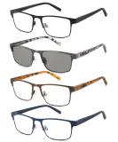 4 Pack Men's Reading Glasses - Blue Light Blocking Metal Frames Spring Hinges Includes Sun Reader - Reduce Eyestrain & Glare (+2.5 Magnification - Buy Online on GoSupps.com