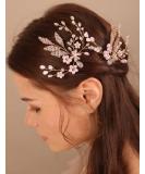 Xerling Pink Crystal Flower Hair Pins for Bridal Wedding - 2Pcs Vintage Hair Accessories - Buy Online on GoSupps.com