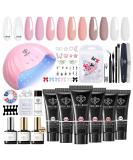 Modelones Poly Nail Gel Kit - 6 Colors with 48W Nail Lamp and Slip Solution - Rhinestone Glitter All In One DIY Manicure Starter Kit for Beginners - Buy Online on GoSupps.com