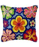 LAPATAIN Latch Hook Kits for DIY Throw Pillow Cover Colorful Flowers Pattern Needlework Cushion Cover Hand Craft Crochet for Great Family 17x17inch Style B - Buy Online on GoSupps.com