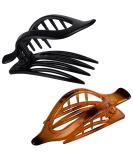 CROWN GUIDE Crystal Plastic Hair Claw Clips for Long Thick Hair - Pack of 2 (Black/Coffee) - Women's Beauty Accessory - Buy Online on GoSupps.com