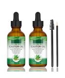 Organic Castor Oil Hair Growth Serum - Cold Pressed for Stronger Hair, Eyelashes, and Nails - 2PCS - Buy Online on GoSupps.com