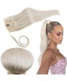 RUNATURE 18 White Blonde Ponytail Extension - 80g Real Human Hair Clip-in 7-Ponytail #800 - Buy Online on GoSupps.com