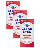 Clear Eyes Redness Relief Lubricant Eye Drops - 0.5 oz (Pack of 3) | International Shipping Available - Buy Online on GoSupps.com