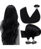 Hetto Real Hair Bonding Extensions - 20 Inch #1 Black Remy Hair - 50cm 50g Premium Quality - Buy Online on GoSupps.com