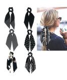 Black Scrunchies Hair Ribbon Ties with Long Bow - 6PCS Set for Women and Girls - Buy Online on GoSupps.com