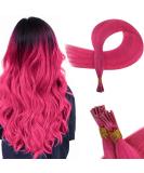 Runature Pink I Tip Human Hair Extensions | 16 Inch Keratin Hot Pink ItTips | Cold Fusion 20g Stick Tip Hair Extensions - Buy Online on GoSupps.com
