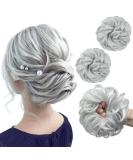 SARLA 2PCS Small Synthetic Messy Hair Bun Scrunchies in Light Silver Grey - Updo Hair Extensions for Women and Girls - Buy Online on GoSupps.com