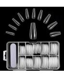 Husnshud False Nails - Set of 100 Clear Ballerina Fake Nails with File - Buy Online on GoSupps.com