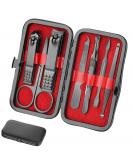 8-in-1 Portable Manicure Set - Stainless Steel Nail Clippers Pedicure Kit for Men & Women - Travel Essential Grooming Gift in Black and Red - Buy Online on GoSupps.com