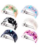 French Hair Barrettes Clip Set - 6 Pieces of Rectangle and Semi Circle Ponytail Clips with Vivid Patterns for Women and Girls - Buy Online on GoSupps.com
