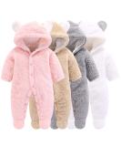 Newborn Baby Cartoon Bear Snowsuit Winter Coat Fleece Hooded Romper Jumpsuit - Pink (9-12 Months) - Buy Online on GoSupps.com
