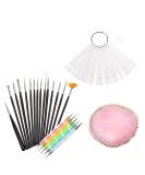 Pinkiou Nail Art Set: 15 Acrylic Brushes, 5 Dotting Pens, 50 Tips Sticks Display, Resin Palette - Pink | Nail Art Decoration Kit - Buy Online on GoSupps.com