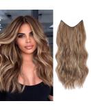 Invisible Wire Hair Extension Clip in Natural Wavy Synthetic 16 inch Brown mix Blonde - Adjustable Size, Secure Clips, Long Curly Secret Hair Piece for Women | [Brand Name] - Buy Online on GoSupps.com