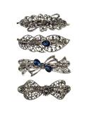 Vintage Hair Barrettes with French Clip and Sparkling Stones - Set of 4 | Elegant Hair Clips for Women - 3.5 Length | Retro Spring Hair Accessories for Styling Thick and Medium Hair - Buy Online on GoSupps.com