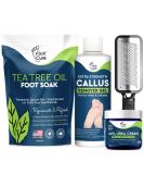 Foot Cure Exfoliator & Callus Remover Pedicure Set - Includes Foot File, Tea Tree Oil Soak, Urea Cream, USA Made - Buy Online on GoSupps.com