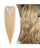 Shop 55cm Clip In Real Remy Human Hair Extensions - 8 Tresses 18 Clips #24 Blonde - Lightweight 85g - Buy Online on GoSupps.com