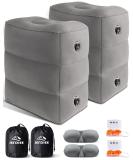 Inflatable Travel Foot Rest Pillow - Adjustable Leg Rest for Kids & Adults - 2 Pack Grey - Great for Airplane, Office, Home, Trains, Cars - Buy Online on GoSupps.com