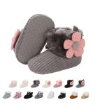Spring Baby Winter Warm Fleece Booties | Non-Slip Soft Sole Shoes for Girls Boys | Prewalker Boots 6-12 Months Grey - Buy Online on GoSupps.com