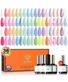 Modelones 40Pcs Gel Nail Polish Set - 36 Pastel Macaroon Glitter Colors for Spring/Summer Manicure - Includes Nail Primer, Base, Matte & Glossy Top Coat - Ideal for Girls & Women - Buy Online on GoSupps.com