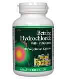 Natural Factors Betaine Hydrochloride with Fenugreek 500 mg 180 Vegetarian Capsules - Buy Online on GoSupps.com