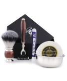 Complete Vintage Style Men's Shaving Set - Synthetic Brush Triple Edge Razor Engraved Bowl & Soap | Free Alum Stick Pencil - Buy Online on GoSupps.com
