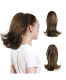 CJL HAIR 12 Inch Curly Clip in Ponytail Extension - Dark Brown/Golden Auburn - Buy Online on GoSupps.com