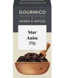 GOURMICO Whole Star Anise Pods Ideal to Spice Up Soups Stews & Braising Broths or Partnered with Tea and Fruit Fillings. Suitable for Vegetarians and Vegans 25g Pack - Buy Online on GoSupps.com