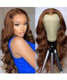 Lace Front Human Hair Wig 24 Inch Chocolate Brown Auburn Body Wave 13x4 Transparent Lace Frontal Pre Plucked with Baby Hair for Black Women - 180 Density - Buy Online on GoSupps.com