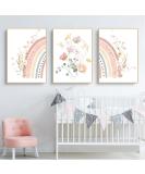 Herfair 3 Set Rainbow Flower Posters for Nursery - Boho Wall Art for Baby Room & Children's Decor (30x40cm) - Unframed - Buy Online on GoSupps.com