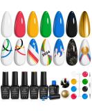 Beetles Gel Nail Polish Set 7 Vibrant Colors & Golden Chrome - Soak Off UV Gel with Double-Ended Brush - Perfect for Stunning Nails 2024 - Buy Online on GoSupps.com