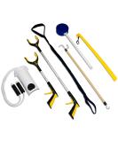 RMS Premium 7-Piece Hip Knee Replacement Kit with Leg Lifter, 19 and 32 inch Rotating Reacher Grabber, Long Handle Shoe Horn, Sock Aid, Dressing Stick, Bath Sponge - for Knee or Back Surgery Recovery 7 Piece Set Premium - Buy Online on GoSupps.com