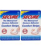 Secure Comfort Strips Waterproof Denture Adhesive - Zinc Free Extra Firm Hold for Lower Dentures (2 Pack 15 Count) - International Shipping Available - Buy Online on GoSupps.com
