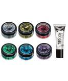Biodegradable Eco-Glitter | Moon Glitter | 100% Organic Cosmetic Glitter Set (6x3g) with Fixation Gel | Face Body Nails Hair Lips - Buy Online on GoSupps.com
