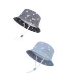 LANGZHEN Beach Sun Protection Hat for Baby Girls | Adjustable Wide Brim Kids Summer Play Hat with Chin Strap | Double Stars Design | 2-4 Years - Buy Online on GoSupps.com