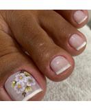 24Pcs French Square False Toenails Glossy Press on Toenails White Flowers Stick on Toenails Short Acrylic Full Cover Artificial Summer Fake Toenails for Women and Girls Daily Decorations Flowers Toenails - Buy Online on GoSupps.com