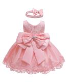 LZH Baby Girls Lace Dress | Bowknot Flower Wedding Pageant Baptism Christening Tutu Gown | Baby Pink | 3-6 Months - Buy Online on GoSupps.com