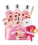 Coconut Spa Gift Basket for Women - Teen Bath Kit 8Pcs - Beautiful Birthday Gift for Her with Bubble Bath, Reed Diffuser Oil, Rose Soap Flower - Buy Online on GoSupps.com