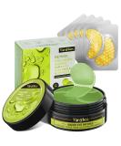 60 Pcs Green Under Eye Patches with 5 Pieces 24K Gold Travel Eye Mask 30 Pairs Undereye Mask for Dark Circles Puffy Eye Treatment Collagen Gel Pads Hydrating for Eye Bag Puffiness Wrinkle - Buy Online on GoSupps.com