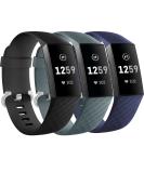 3 Pack Bands for Fitbit Charge 4/ Fitbit Charge 3/ Charge3 SE Silicone Fitness Sport Wristbands for Women Men Small Large black +navy blue+slate grey Small - Buy Online on GoSupps.com