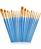 JOINREY 20 Pcs Round Pointed Tip Nylon Hair Artist Paint Brushes Set for Acrylic, Oil, Watercolor - Blue - Buy Online on GoSupps.com